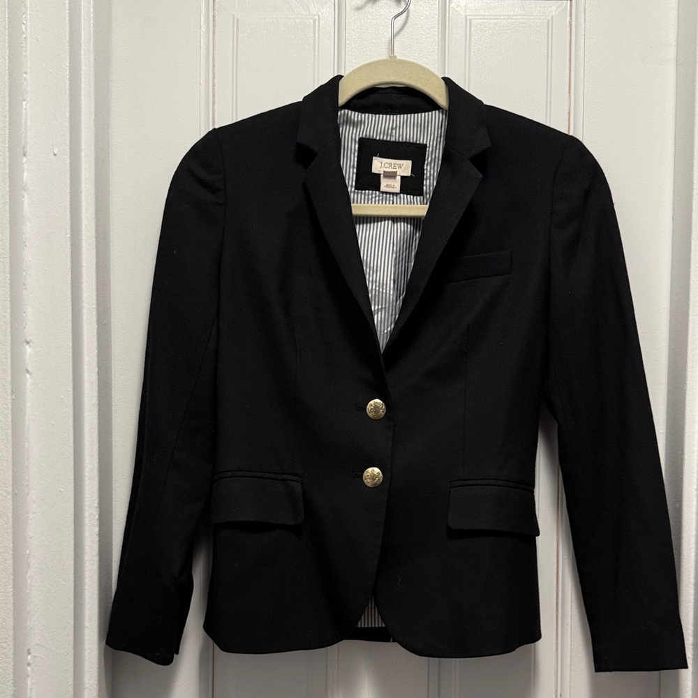 J. Crew Black Women's Single-Breasted Blazer with Gold Buttons